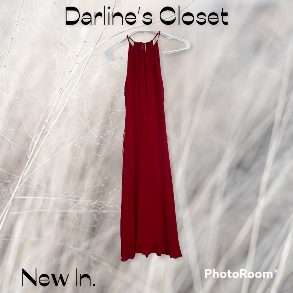 Beautiful red flowy midi dress.